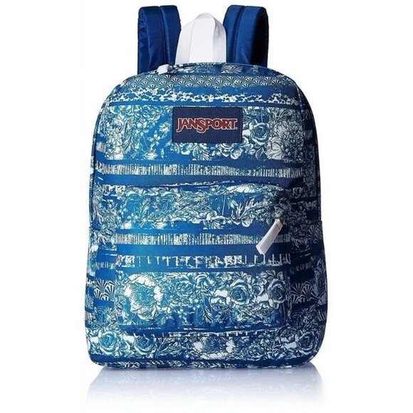 JanSport Backpack Superbreak Midnight Sky Flower Hawaiian Stripe Blue - Picture 1 of 15